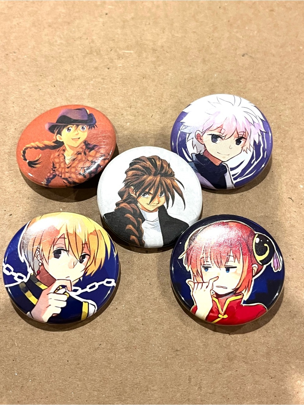 Anime Button Pins Hunter X Hunter, Lupin, Mobil Suit Gundam Wing, Gintama
